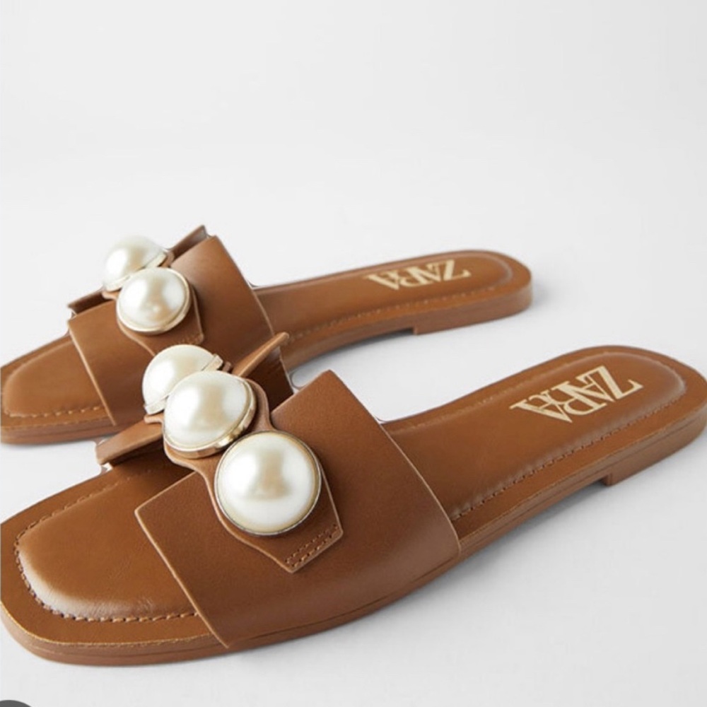 Zara Brown and Pearl Flats